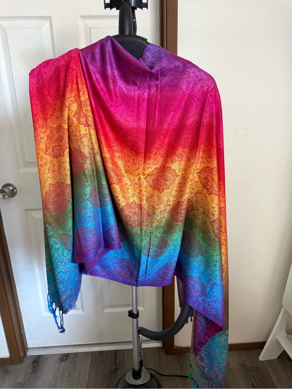 Pashmina Collection Rainbow Paisley Shawl Wrap Scarf Fringe